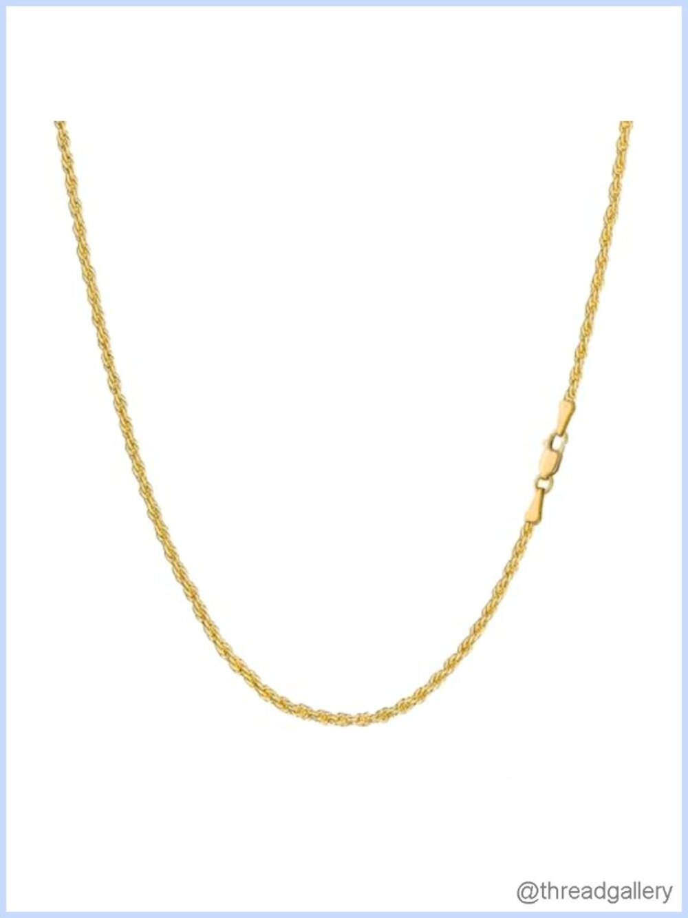 14K Yellow Gold Rope Chain Necklace Lobster Clasp Dainty Unisex